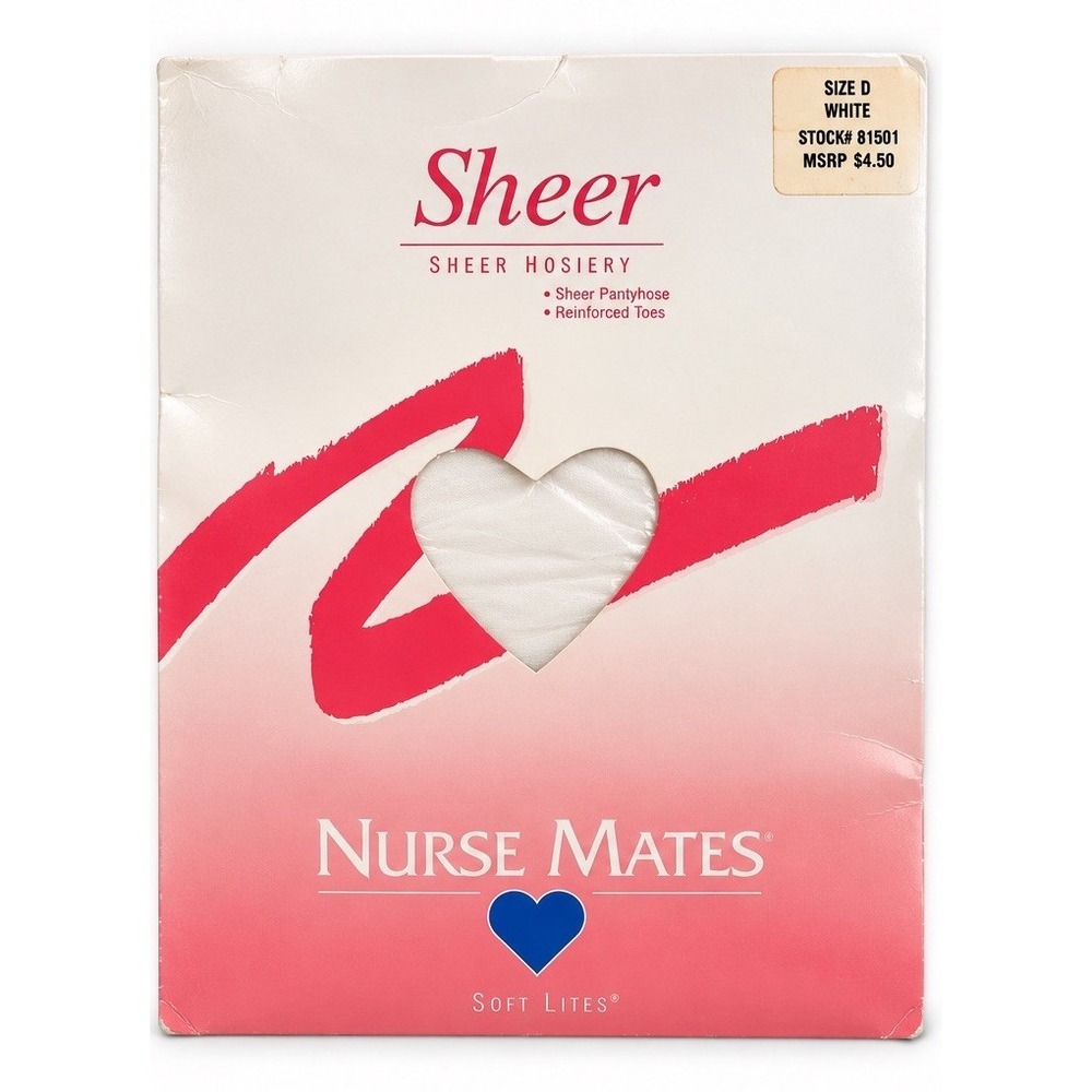 Nurse Mates Soft Lites Sheer Pantyhose White Size D Reinforced Toe NOS USA